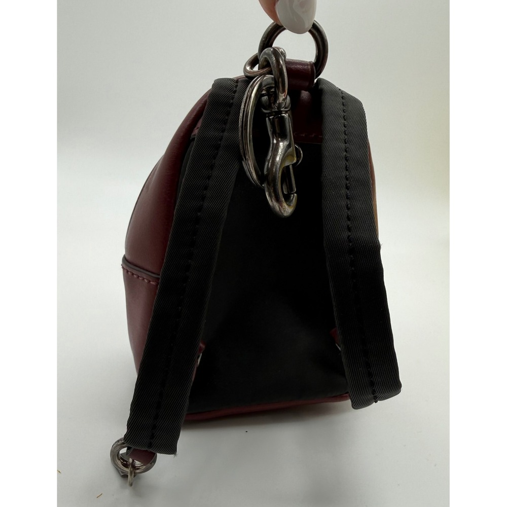 Coach Mini Backpack Bag Charm Floral Blue Burgundy Leather Keychain F39148 - Picture 5 of 9